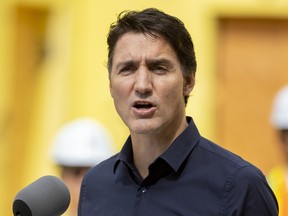 Prime Minister Justin Trudeau during a press conference