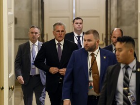 U.S. Speaker of the House Kevin McCarthy (R-CA) arrives to the U.S. Capitol Building on Sept. 29, 2023 in Washington, D.C.