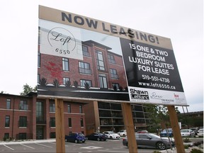 An apartment complex in Windsor advertises leasing availability.