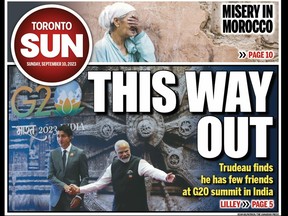 Toronto front page with the leaders of Canada and India