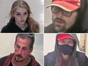 Toronto Police these photos of four suspects after items were stolen from Old City Hall in September.