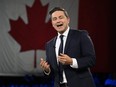 Conservative Leader Pierre Poilievre speaks to delegates at the Conservative Party Convention in Quebec City, Friday, Sept. 8, 2023.
