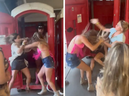 A daughter came to her mother's defence in a porta potty brawl at a Morgan Wallen concert.