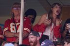 Taylor Swift watches from a suite alongside Travis Kelce's mother, Donna Kelce, inside Arrowhead Stadium during the first half of an NFL football game between the Chicago Bears and Kansas City Chiefs Sunday, Sept. 24, 2023, in Kansas City, Mo. 