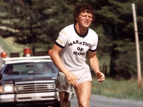 Terry Fox pictured running during his Marathon of Hope in a 1981 file photo.