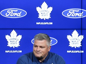 Toronto Maple Leafs head coach Sheldon Keefe during a press conference
