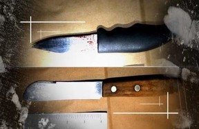 The sledgehammer and knives that sent Scooter to the hereafter. NEW PORT RICHEY POLICE