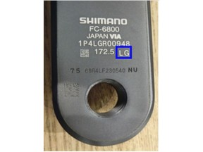 This photo provided by the U.S. Consumer Product Safety Commission shows 11-Speed Bonded Hollowtech II Road Cranksets by Shimano