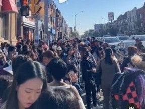 An Instagram video shows hundreds at Broadview Station with caption “Waiting 1 hr+ for a shuttle bus," but the TTC disputes that wait time.