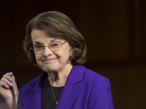The Senate Judiciary Committee's ranking member Sen. Dianne Feinstein, D-Calif. returns on Capitol Hill in Washington, March 22, 2017, to hear testimony from Supreme Court Justice nominee Neil Gorsuch.