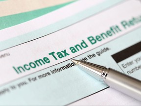 An income tax form is pictured in this file photo