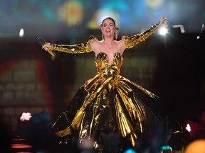 Katy Perry performs on May 7, 2023 at King Charles coronation concert at Windsor Castle.