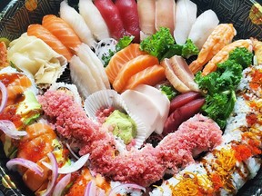 Platter of sushi and sashimi
