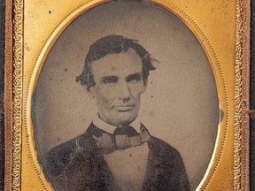 an ambrotype image of President Abraham Lincoln circa 1858