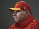 Kansas City Chiefs head coach Andy Reid speaks during a news conference following an NFL football game against the Detroit Lions Thursday, Sept. 7, 2023, in Kansas City, Mo. The Lions won 21-20.
