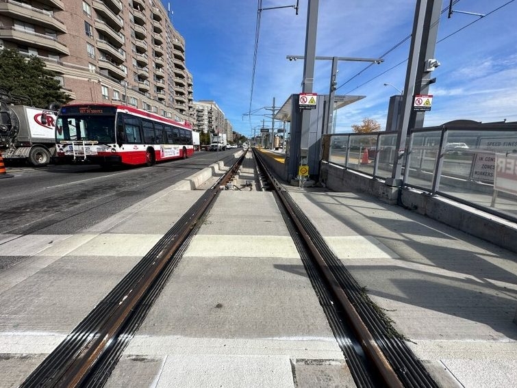 A section of the Eglinton Crosstown LRT at Sloane Ave. and Bermondsey Rd. is pictured on Sept. 27, 2023. ( Jack Boland, Toronto Sun )