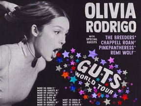 Olivia Rodrigo's Guts tour poster.