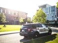 A Waterloo Regional Police vehicle is seen at the scene of a stabbing at the University of Waterloo, in Waterloo, Ont., June 28, 2023.