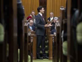 Prime Minister Justin Trudeau rises during question period in Ottawa.