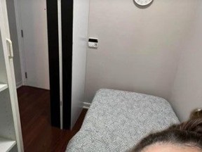 Screengrab from TikTok of closet "converted" into room for rent in Toronto condo.