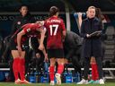 Canada coach Bev Priestman looks on during Group B soccer action against Australia at the FIFA Women's World Cup in Melbourne, Australia, Monday, July 31, 2023. Citing scheduling issues, Canada Soccer has opted not to field a women's team in the upcoming Pan American Games.
