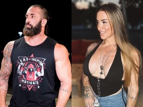 WWE star Tyler Reks, left, before transitioning to Gabbi Tuft, right.