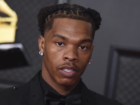 Lil Baby poses in the press room at the 63rd annual Grammy Awards
