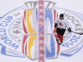 Canada's Sidney Crosby skates on the ice.