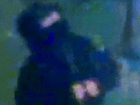 An image released by Toronto Police of a person sought in an alleged hate-motivated mischief investigation in the Broadview Avenue and Gerrard Street East area.