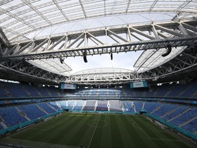 General view of the Gazprom arena stadium in St. Petersburg, Russia.