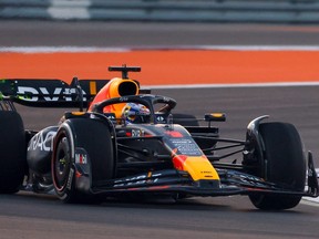 Red Bull Racing's Max Verstappen drives during the first practice session ahead of the Qatari Formula One Grand Prix.