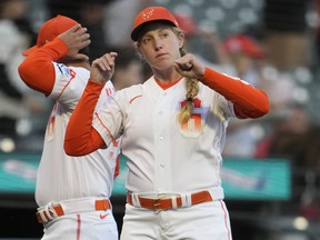 Alyssa Nakken, assistant coach of the San Francisco Giants, before a baseball game against the San Diego Padres.