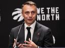 Toronto Raptors head coach Darko Rajakovic speaks during media day on Oct. 2, 2023, in Toronto.
