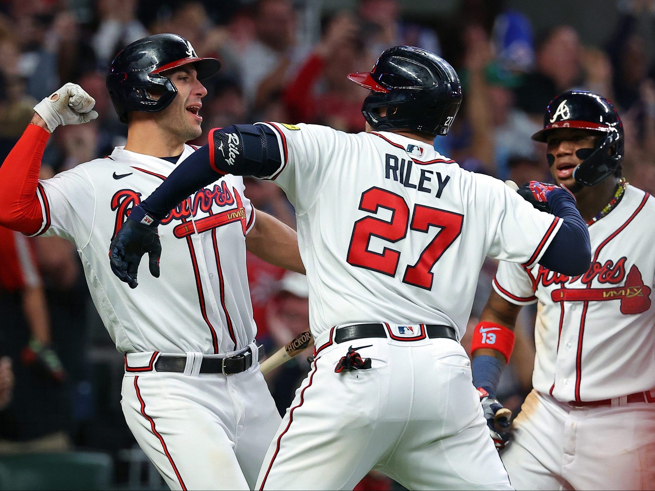 Matt Olson of the Atlanta Braves walks off the field in the seventh News  Photo - Getty Images