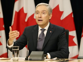 Minister of Innovation, Science and Industry Francois-Philippe Champagne during a press conference in Ottawa Thursday, Oct. 5, 2023.