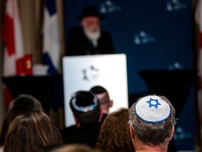 Members of Montreal's Jewish community gather for a vigil in Montreal, Canada on Oct. 9, 2023, after the Palestinian militant group Hamas launched an attack on Israel.
