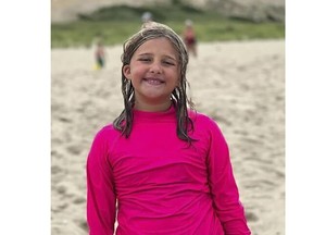 This photo provided by her family on Monday, Oct. 2, 2023, shows Charlotte Sena, 9, who vanished during a camping trip in upstate New York. Authorities say that Sena has been found safe Monday, following a two day search. S(Family photo via AP)
