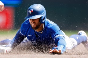 George Springer is sliding — in more ways than one. While his defence remained strong, his hitting was poor, with an 0-for-35 stretch in July. GETTY IMAGES