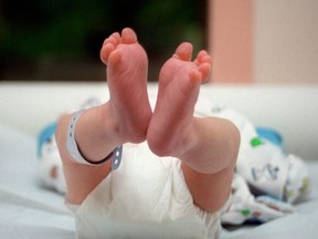 Newborn baby's feet.
