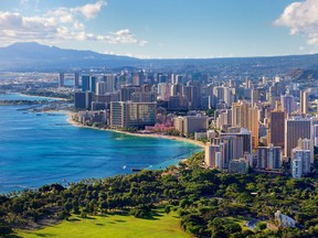 Spectacular view of Honolulu city, Oahu, Hawaii