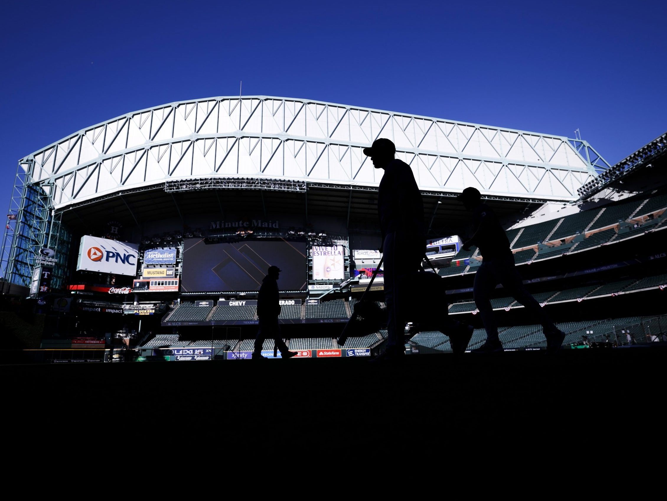 Photos: Rangers workout at Minute Maid Park in preparation for ALCS against  the Astros