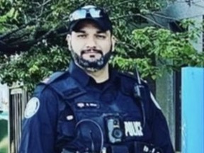Toronto Police 23 Division Const. Shumail Mian in an image posted to social media.