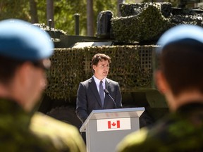 Canadian Prime Minister Justin Trudeau with military