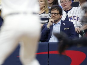 Milwaukee Brewers owner Mark Attanasio looks on in the third inning during Game One of the Wild Card Series between the Arizona Diamondbacks and the Milwaukee Brewers at American Family Field on Oct. 3, 2023 in Milwaukee, Wis.