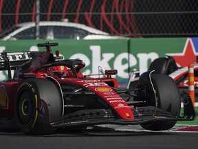Charles Leclerc steers his Ferrari