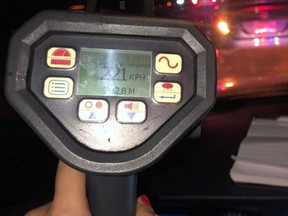 A driver was pulled over in Aurora after OPP clocked a vehicle going 221 km/h on Hwy. 404 early Thursday morning.