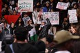 Hundreds of pro-Palestine supporters held a rally on the steps of the TMU (formerly Ryerson) Student Learning Centre at Gould and Yonge Sts. on Friday, Oct. 20, 2023.