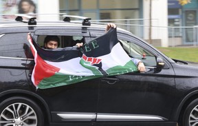 Hundreds of Cedarbrae C.I. students held an hour long pro-Palestinian rally outside their Scarborough high school on Thursday, Oct. 26, 2023.