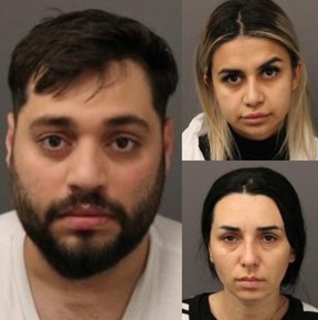 (Clockwise from left) Ionut Bacan, 30, Bianca Bascracea, 24, and Denis-Andreea Dumitrache, 32, all of Markham, face charges stemming from an organized retail crime theft committed in Markham in August 2023 and more than $175,000 in stolen property has been recovered.