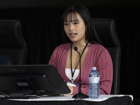 Zexi Li appears as a witness at the Public Order Emergency Commission, in Ottawa, Friday, Oct. 14, 2022.
